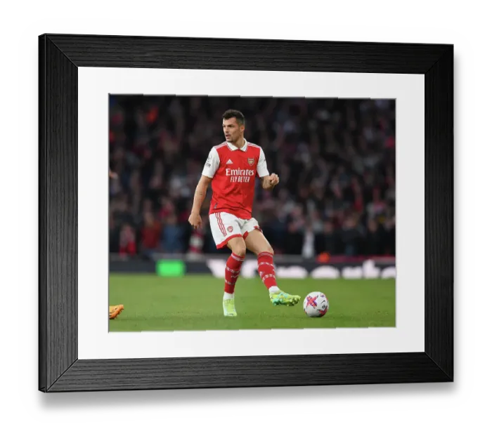 Framed Print : Granit Xhaka: Arsenal's Midfield Maestro in Action Against Chelsea, Premier League 2022-23
