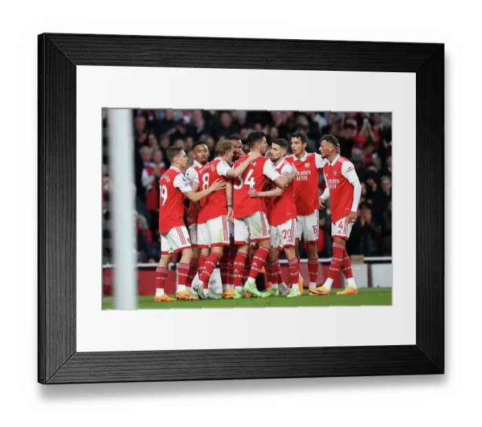 Framed Print : Arsenal Celebrate Martin Odegaard's Goal Against Chelsea in 2022-23 Premier League