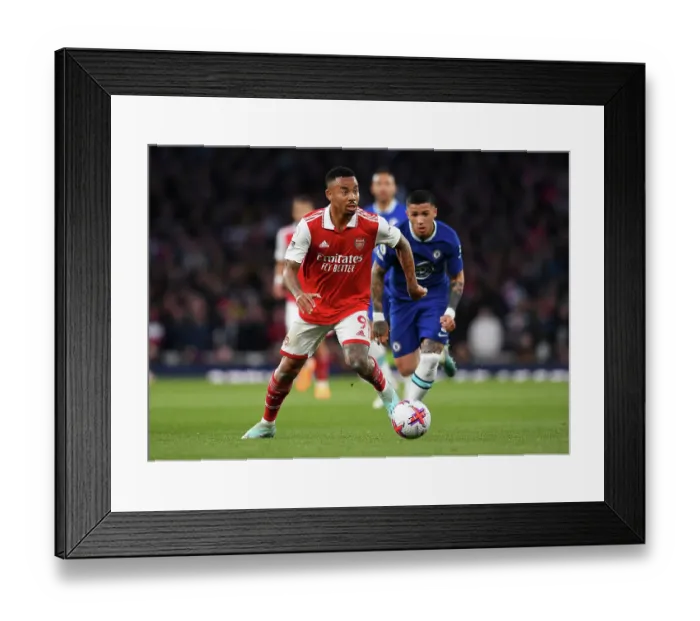 Framed Print : Arsenal's Gabriel Jesus Faces Off Against Chelsea's Enzo Fernandez in Intense Premier League Clash