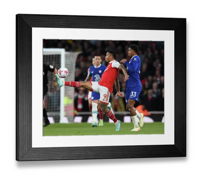Framed Print : Arsenal vs Chelsea: Gabriel Jesus Faces Off Against Wesley Fofana in Intense Premier League Clash Framed Print : Arsenal vs Chelsea: Gabriel Jesus Faces Off Against Wesley Fofana in Intense Premier League Clash