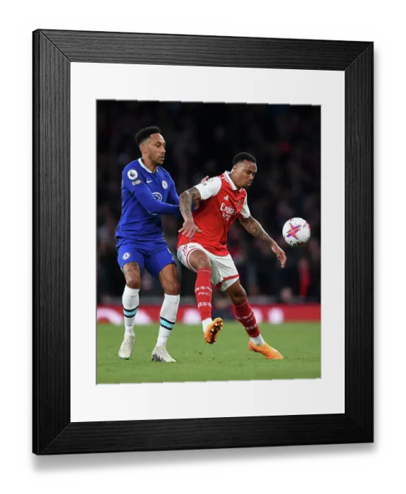 Framed Print : Arsenal vs. Chelsea: Aubameyang and Gabriel Clash in Intense Premier League Showdown (2022-23) Framed Print : Arsenal vs. Chelsea: Aubameyang and Gabriel Clash in Intense Premier League Showdown (2022-23)