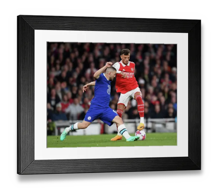 Framed Print : Arsenal vs. Chelsea: Intense Battle - Ben White vs. Mateo Kovacic, Premier League 2022-23 Framed Print : Arsenal vs. Chelsea: Intense Battle - Ben White vs. Mateo Kovacic, Premier League 2022-23