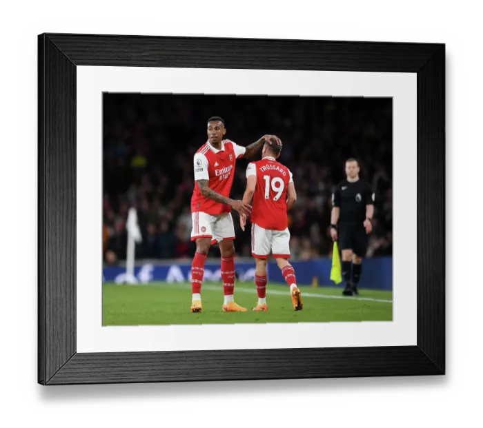Framed Print : Arsenal FC vs Chelsea FC: Interaction Between Gabriel and Trossard during the 2022-23 Premier League Clash Framed Print : Arsenal FC vs Chelsea FC: Interaction Between Gabriel and Trossard during the 2022-23 Premier League Clash