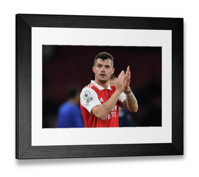 Framed Print : Arsenal's Victory: Xhaka's Applause Amidst Arsenal FC vs Chelsea FC Rivalry (2022-23)