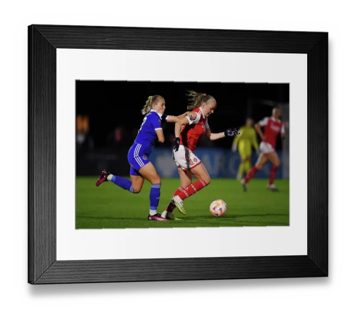 Framed Print : Arsenal vs Leicester City: A Battle for Control in the FA Women's Super League