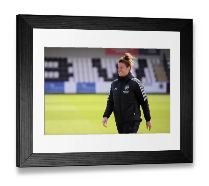 Framed Print : Arsenal Women: Jennifer Beattie Inspects Meadow Park Pitch Ahead of Arsenal vs Leicester City Match