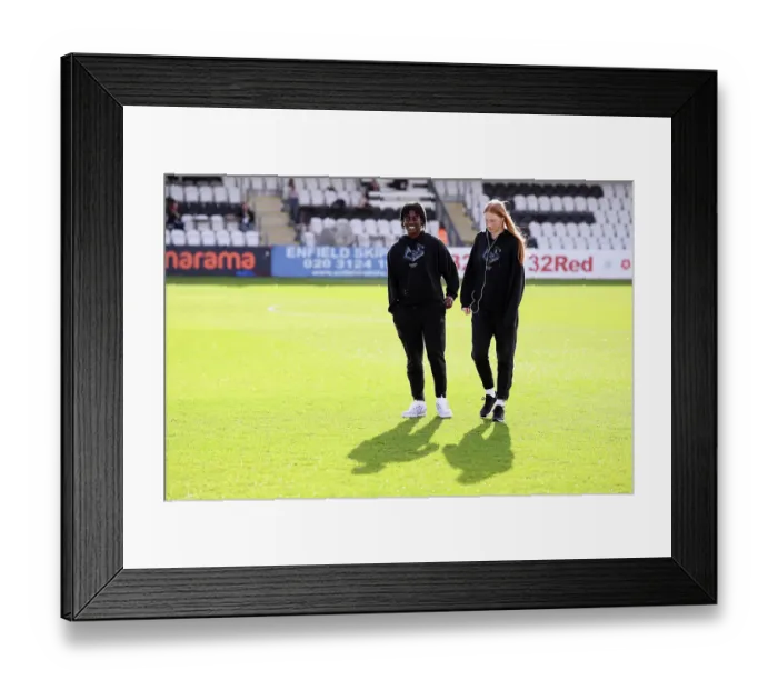 Framed Print : Arsenal Women's Pre-Match Inspection at Meadow Park Before Clash with Leicester City