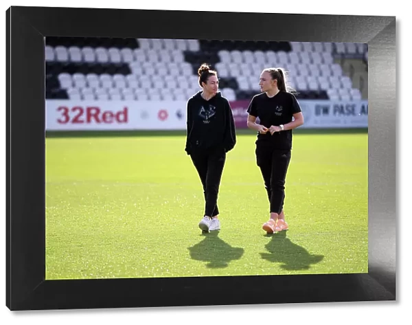 Arsenal Women: Jodie Taylor and Teyah Goldie Conduct Pre-Match Pitch Inspection at Meadow Park