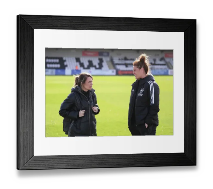 Framed Print : Arsenal Women: Pre-Match Conversation - Jennifer Beattie and Karen Carney