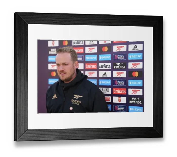 Framed Print : Arsenal Women vs Leicester City: Jonas Eidevall's Pre-Match Strategies (FA Women's Super League 2022-23)