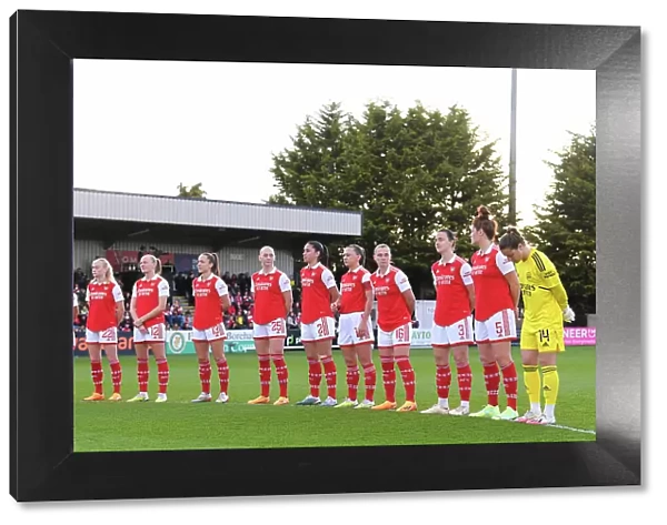 Arsenal Women and Leicester City Women Honor the National Anthem Ahead of FA Super League Match at Meadow Park (2022-23)