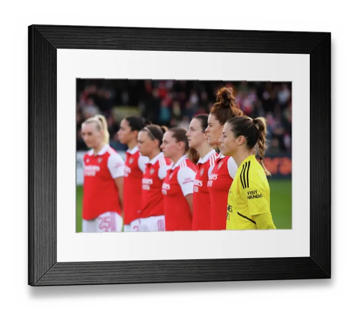 Framed Print : Arsenal Women's Squad: Sabrina D'Angelo Honors National Anthem Before Leicester City Clash (FA WSL 2022-23) Framed Print : Arsenal Women's Squad: Sabrina D'Angelo Honors National Anthem Before Leicester City Clash (FA WSL 2022-23)