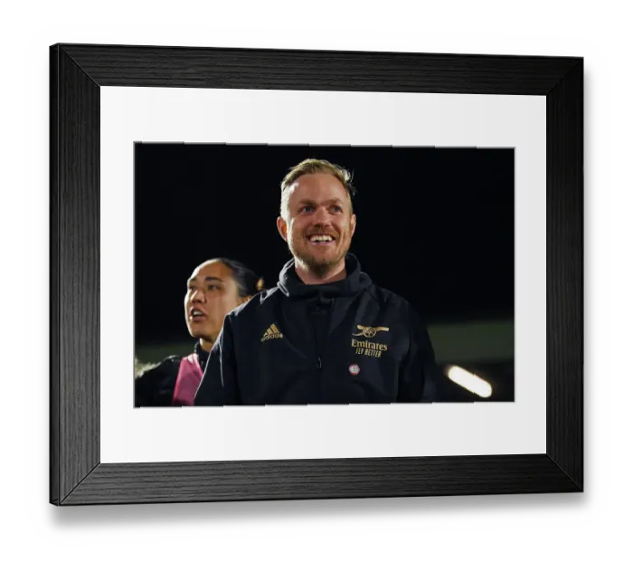 Framed Print : Arsenal FC vs Leicester City Women: Jonas Eidevall Reacts in FA WSL Clash (2022-23)