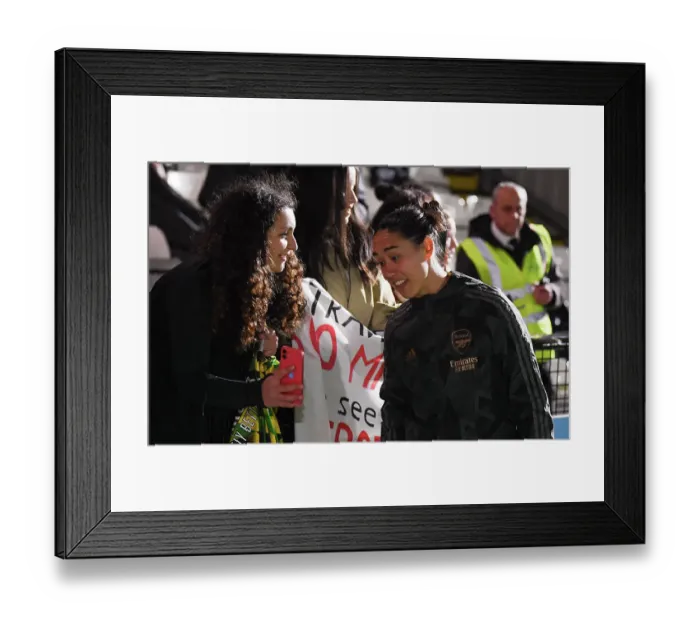 Framed Print : Arsenal Women Celebrate with Fans After Securing Victory Over Leicester City in FA WSL