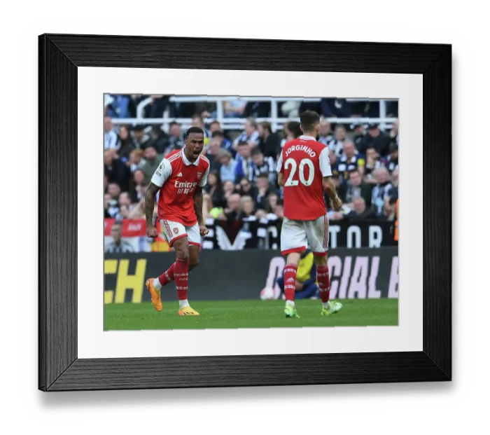 Framed Print : Gabriel Magalhaes Celebrates Arsenal's Second Goal vs Newcastle United (May 2023) Framed Print : Gabriel Magalhaes Celebrates Arsenal's Second Goal vs Newcastle United (May 2023)
