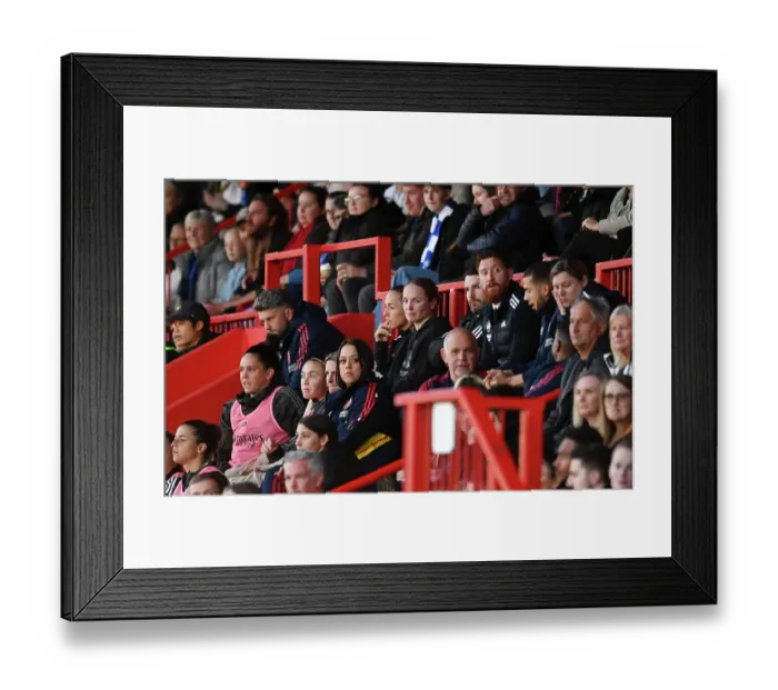 Framed Print : Arsenal Women's Squad Members Watch from the Bench during Brighton & Hove Albion vs Arsenal (FA WSL, 2022-23)