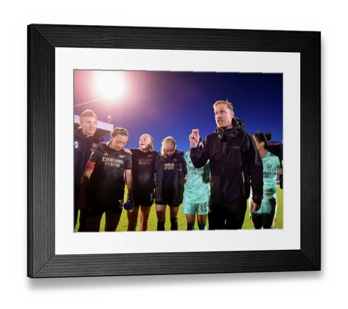 Framed Print : Arsenal Women's Coach Jonas Eidevall Post-Match at Brighton & Hove Albion