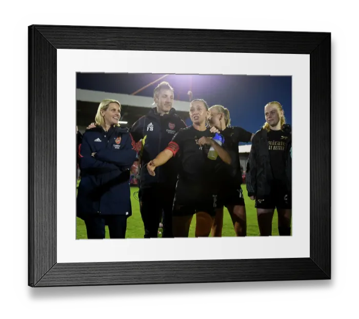 Framed Print : Arsenal Women's Team Gather After Match Against Brighton & Hove Albion in FA WSL Framed Print : Arsenal Women's Team Gather After Match Against Brighton & Hove Albion in FA WSL