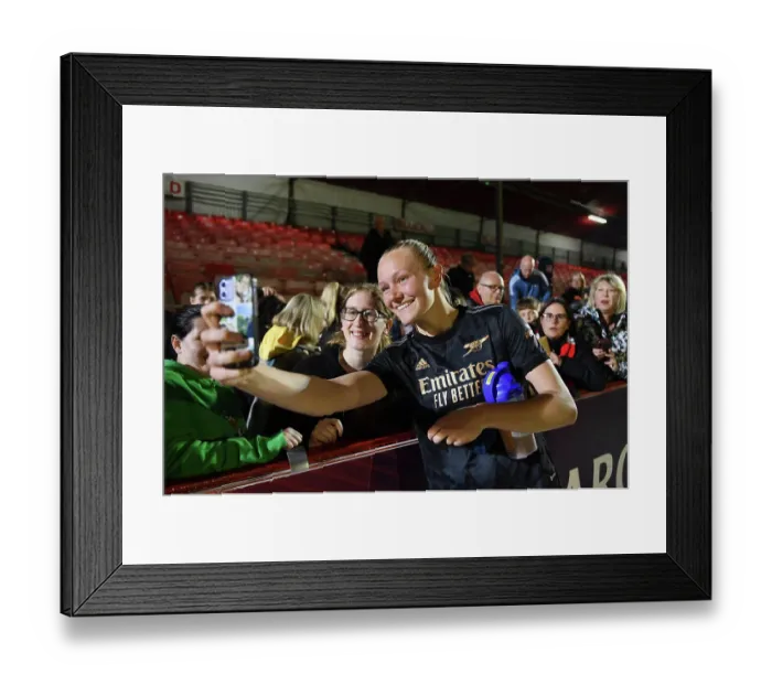 Framed Print : Arsenal Women's Player Frida Maanum Greets Fan after Brighton Match Framed Print : Arsenal Women's Player Frida Maanum Greets Fan after Brighton Match