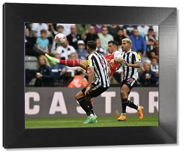 Xhaka Takes on Schar and Guimaroes: Newcastle vs Arsenal, Premier League 2022-23