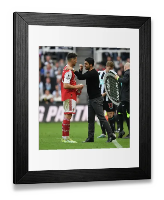 Framed Print : Arsenal Manager Mikel Arteta with Granit Xhaka: Newcastle United vs. Arsenal FC, Premier League 2022-23 Framed Print : Arsenal Manager Mikel Arteta with Granit Xhaka: Newcastle United vs. Arsenal FC, Premier League 2022-23