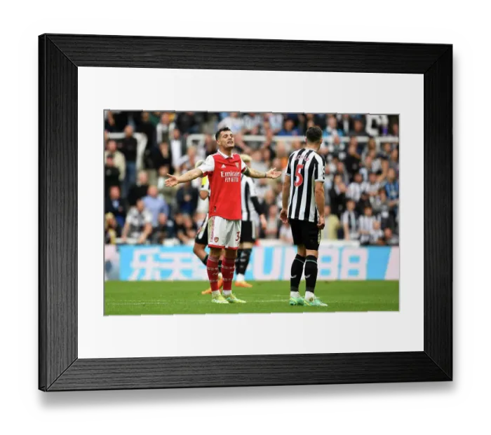 Framed Print : Granit Xhaka's Reaction: Newcastle United vs. Arsenal FC, Premier League 2022-23