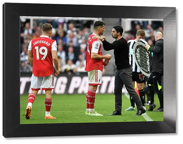 Arsenal Boss Mikel Arteta Conferring with Granit Xhaka during Newcastle United vs Arsenal (2022-23)