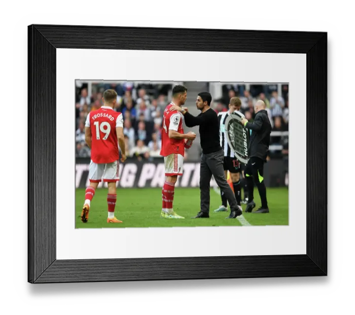 Framed Print : Arsenal Boss Mikel Arteta Conferring with Granit Xhaka during Newcastle United vs Arsenal (2022-23)