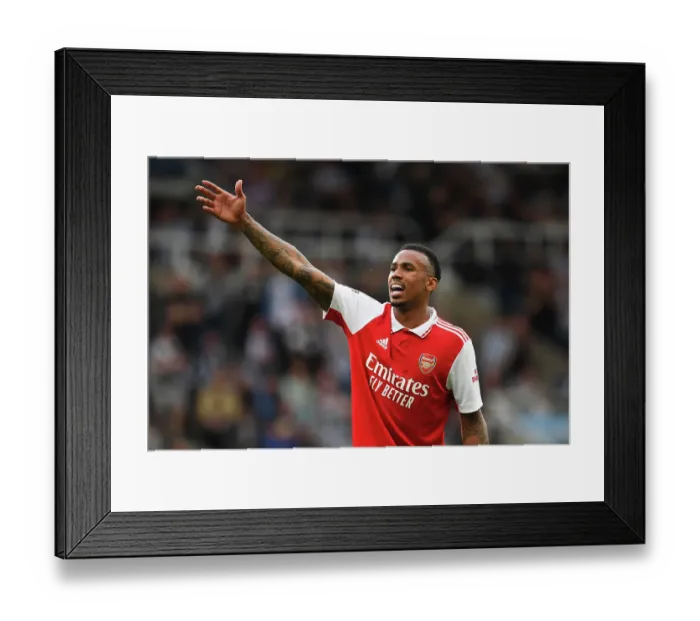 Framed Print : Gabriel's Reaction: Newcastle United vs. Arsenal FC, Premier League 2022-23