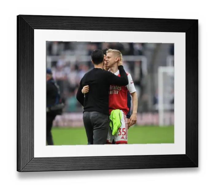 Framed Print : Mikel Arteta and Oleksandr Zinchenko Celebrate Arsenal's Win at Newcastle United (May 2023) Framed Print : Mikel Arteta and Oleksandr Zinchenko Celebrate Arsenal's Win at Newcastle United (May 2023)