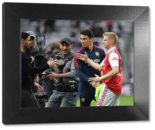 Arsenal's Carlos Cuesta and Oleksandr Zinchenko Celebrate Win Against Newcastle United