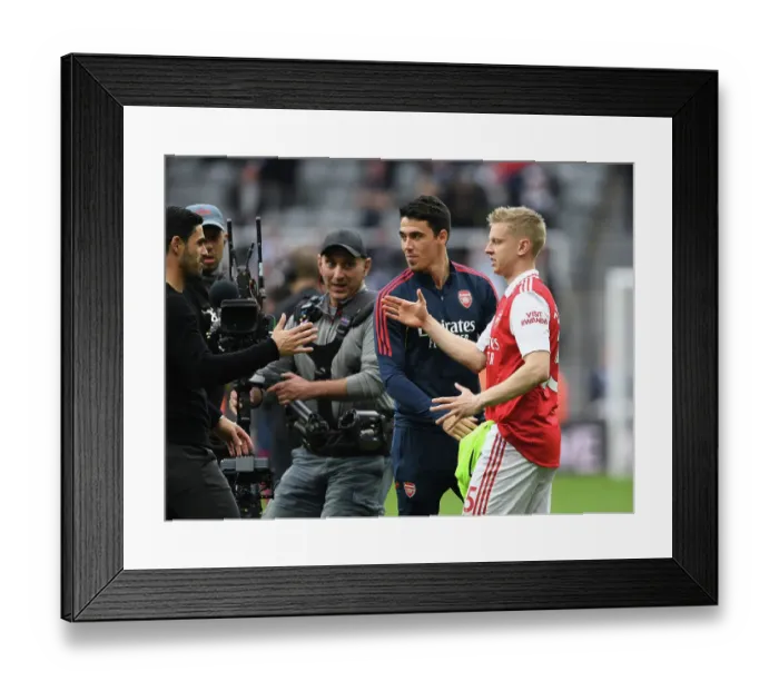 Framed Print : Arsenal's Carlos Cuesta and Oleksandr Zinchenko Celebrate Win Against Newcastle United