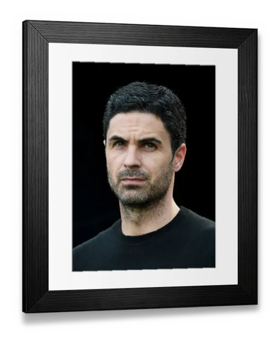 Framed Print : Arsenal's Mikel Arteta Watches Newcastle United vs Arsenal, Premier League 2022-23