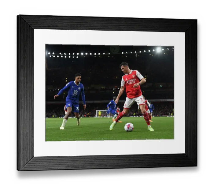 Framed Print : Granit Xhaka in Action: Arsenal vs. Chelsea, Premier League 2022-23