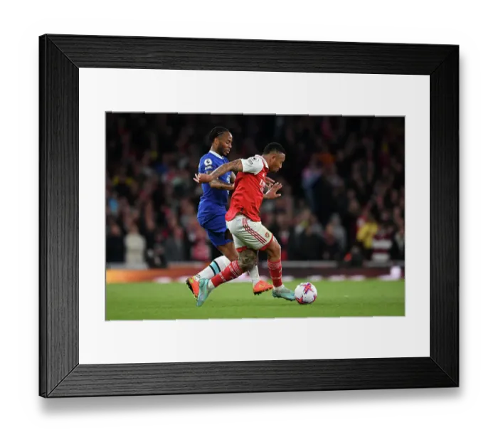 Framed Print : Arsenal's Gabriel Jesus vs. Chelsea's Raheem Sterling: A Premier League Rivalry Reignited