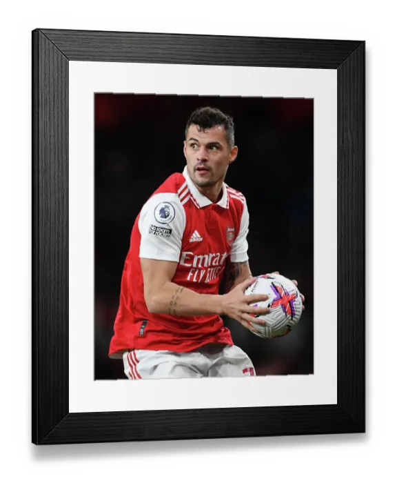 Framed Print : Arsenal vs. Chelsea: Xhaka's Intense Stare-Down at Emirates Stadium (Premier League 2022-23)