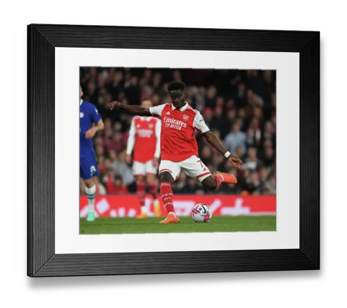 Framed Print : Saka's Thrilling Performance: Arsenal vs. Chelsea Showdown, Premier League 2023