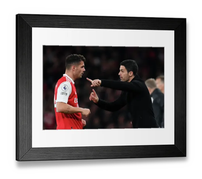 Framed Print : Arsenal's Mikel Arteta Directs Granit Xhaka Against Chelsea in Premier League Showdown (2022-23)