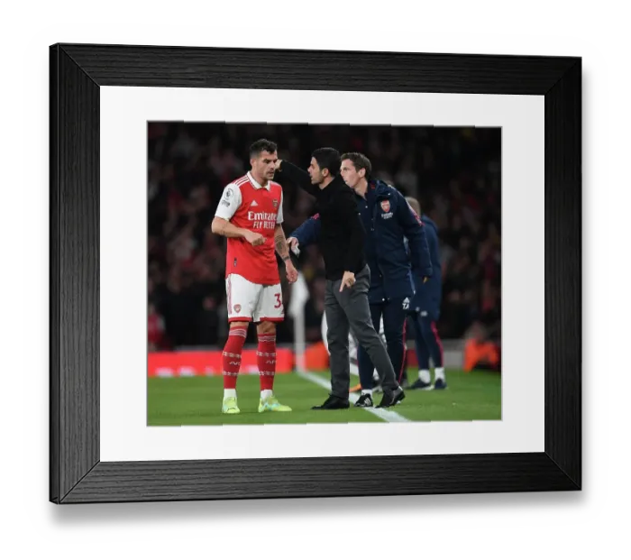 Framed Print : Arsenal's United Front: Arteta and Xhaka Leading the Charge Against Chelsea in the 2022-23 Premier League Framed Print : Arsenal's United Front: Arteta and Xhaka Leading the Charge Against Chelsea in the 2022-23 Premier League