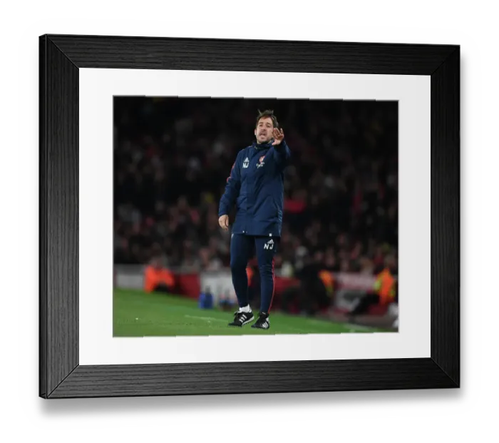 Framed Print : Arsenal FC vs Chelsea FC: Nico Jover Coaches at the Emirates Stadium Showdown (2022-2023)