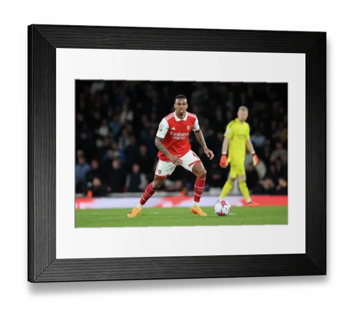 Framed Print : Arsenal's Gabriel Faces Off Against Chelsea in Premier League Showdown