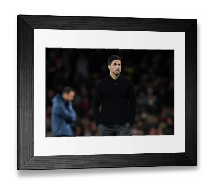 Framed Print : Mikel Arteta's Intense Focus: Arsenal vs. Chelsea - The Premier League Showdown at Emirates Stadium (2022-23)