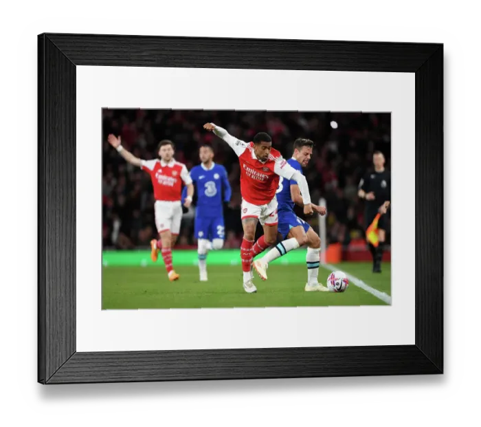Framed Print : Arsenal vs. Chelsea: Intense Battle for the Ball - Premier League 2022-23