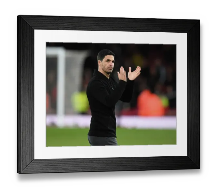 Framed Print : Arsenal's Mikel Arteta Celebrates with Fans after Winning Against Chelsea in Premier League