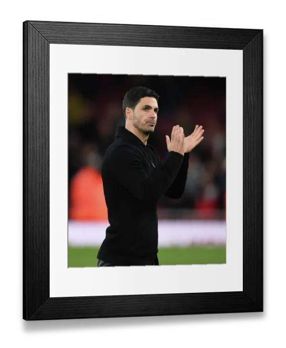Framed Print : Arsenal's Mikel Arteta Celebrates with Fans after Victory over Chelsea in Premier League Framed Print : Arsenal's Mikel Arteta Celebrates with Fans after Victory over Chelsea in Premier League