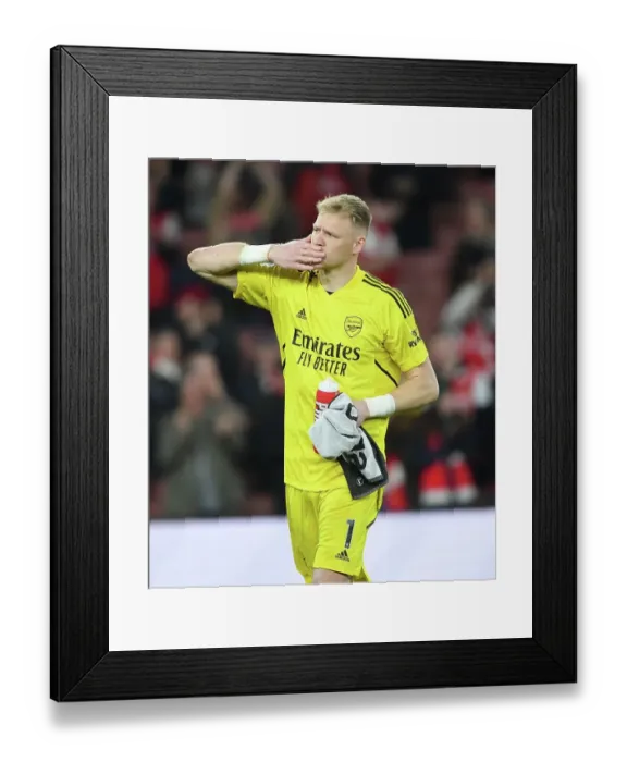 Framed Print : Arsenal's Aaron Ramsdale Celebrates with Fans after Arsenal vs. Chelsea Victory, Premier League 2022-23 Framed Print : Arsenal's Aaron Ramsdale Celebrates with Fans after Arsenal vs. Chelsea Victory, Premier League 2022-23