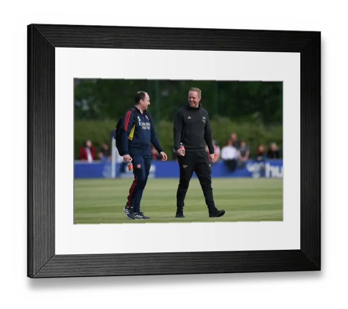 Framed Print : Arsenal Women: Jonas Eidevall and Joe Moore Discuss Strategy Ahead of Everton FC Clash (FA Women's Super League 2022-23) Framed Print : Arsenal Women: Jonas Eidevall and Joe Moore Discuss Strategy Ahead of Everton FC Clash (FA Women's Super League 2022-23)