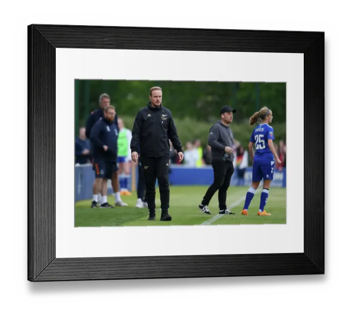 Framed Print : Arsenal's Jonas Eidevall Watches Over Women's Super League Clash vs. Everton Framed Print : Arsenal's Jonas Eidevall Watches Over Women's Super League Clash vs. Everton