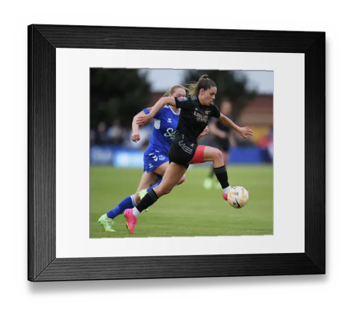 Framed Print : Gio Queiroz vs. Lucy Hope: A Battle in the FA Women's Super League - Everton Women vs. Arsenal Women (2022-23)