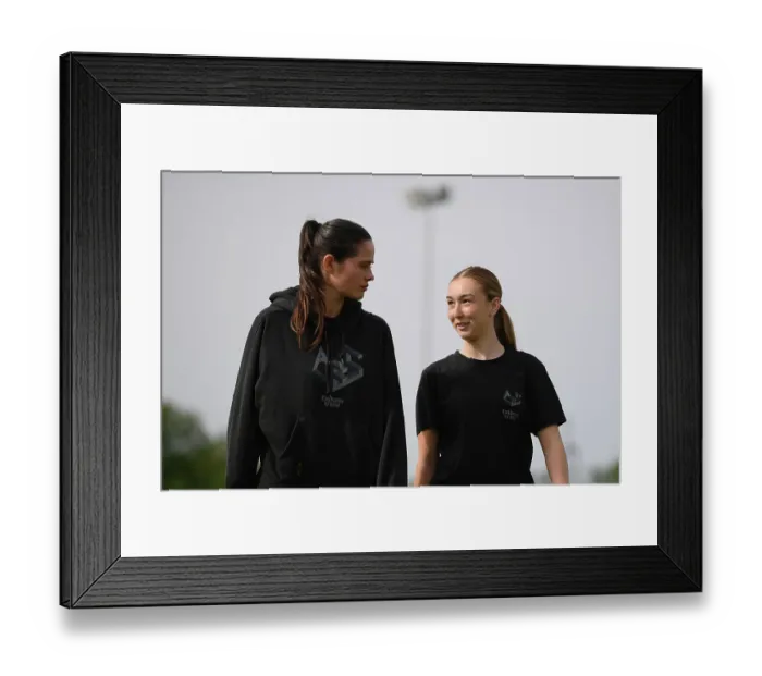 Framed Print : Arsenal Players Checking the Pitch Before Everton vs Arsenal (2022-23) FA Women's Super League Match